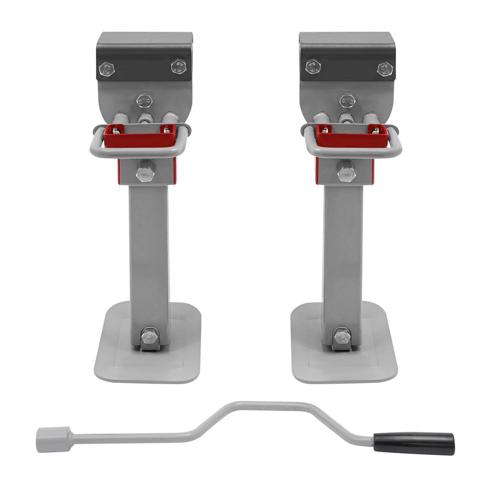 2 PCS Hebebock, Handkurbel-Hebebock, Starklast-Hebebock Anhänger Stützfuß 2er Set, Kohlenstoffstahl, Grau, Manuell, Höhenverstellbar 42-56cm, Tragfähigkeit 1000-2000kg, mit 90° Drehbarer Halterung