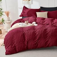 HYMOKEGE Red & Black Queen Comforter Set Seersucker 7 Pieces, All Season Luxury Bed in a Bag for Bedroom, Bedding Set with Comforters, Sheets, Pillowcases & Shams — image 2