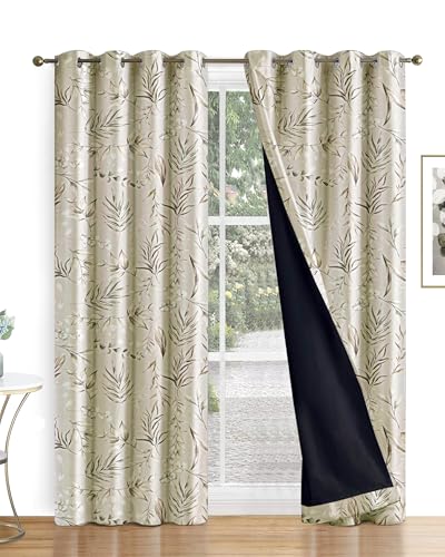 Image of Cloth Fusion Printed 100% Blackout Door Curtains 7 Feet Long Set of 2