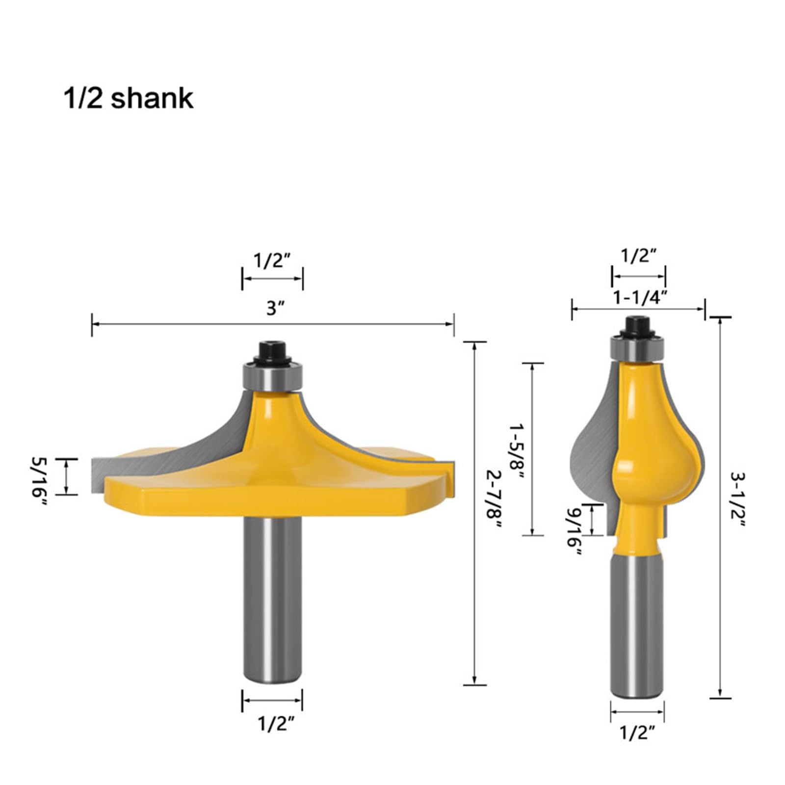 2 szt. Zestaw frezów do poręczy Flet Line Nóż Narzędzia do cięcia drewna-8mm/12mm/12.7mm Shank(12.7mm shank)