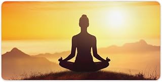 Yoga Meditation Gaming Mouse Pad Large Extended Desk Mats | Non-Slip Desk Pad Protector with Non-Slip Rubber Base Waterproof Keyboard Mat for Office Home Gaming Women Men 24”x12”