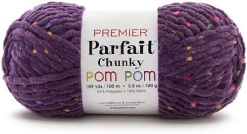 Miniatura 2 de Premier Yarns Parfait - Ovillo de pompón grueso, 3.5 onzas, #6 súper voluminoso, paquete de 3 unidades con marcadores de puntada Bella's Crafts