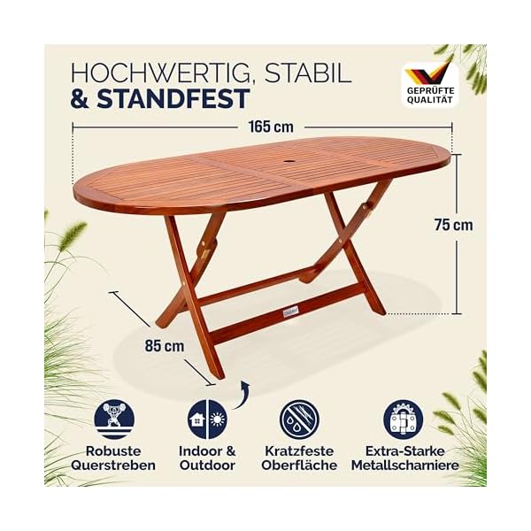 Casaria Gartentisch Akazienholz klappbar