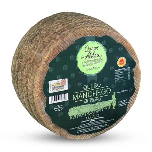 QUESOS LA ALDEA | Queso Manchego Curado de Oveja Artesano de Origen D.O. | Queso Gourmet 3 kg | Perfecto para Packs Regalo de Quesos gourmet, Cesta y Regalo Gourmet | Queso Curado