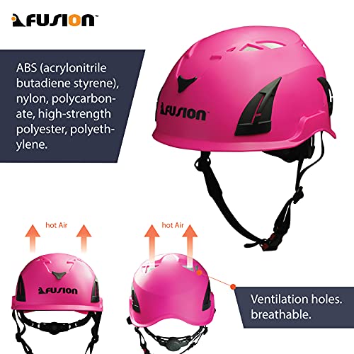 Fusion Climb Meka II Climbing and Zipline Safety Helmet - Pink, 6.25-Inch H x 10.3-Inch L x 8.25-Inch W