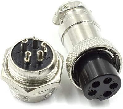 5 Pin Metal Male Female Panel Connector 16mm GX16-5P Silver Aviation Plug - 2 Sets
