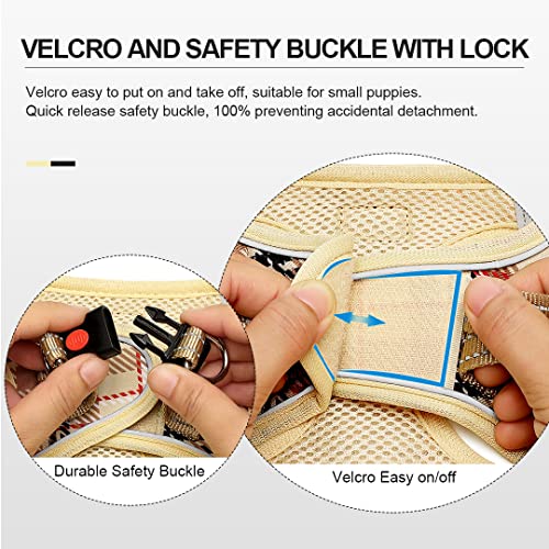 Suredoo Dog Harness And Leash Set, Step-In Breathable Reflective Puppy Cat Dog Vest Harnesses For Small Medium Dogs (Beige, S) #TOP6