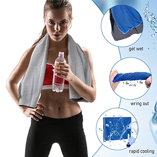100 Pack Cooling Towel Microfiber Ice Towel Cold Sports Towel Neck And Face Breathable Chilly Sweat Towels For Gym Yoga Golf Workout Beach Accessories, 32 X 12 Inch (Blue Gray) #TOP4
