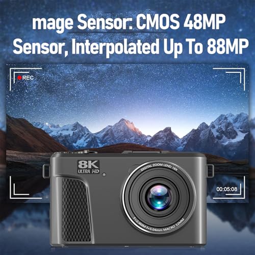 cámara digital ciciglow 8K 88MP con pantalla giratoria 3" miniatura 4