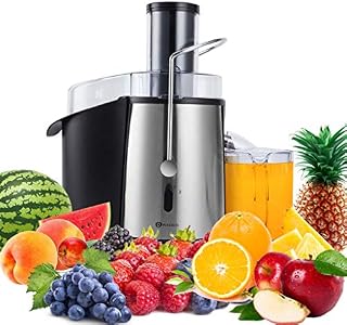 PureMate Juicer Machines, 1000W Powerful Juicer Extractor Quick Juicing for Whole Fruit and Vegetable, BPA-Free with 2 Speed Settings, Easy to Clean & 75MM Large Feed Chute, Centrifugal Juicer Machine