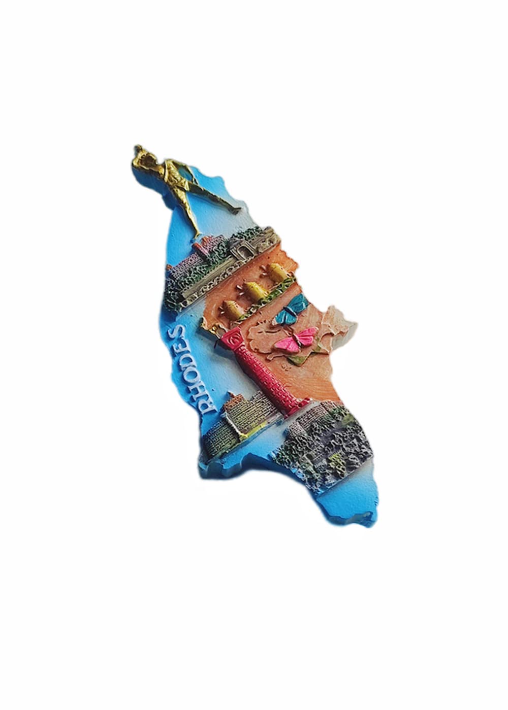 Mappa di Rodi Grecia magnete frigorifero souvenir viaggio decorazione frigorifero 3D adesivo magnetico dipinto a mano collezione artigianale