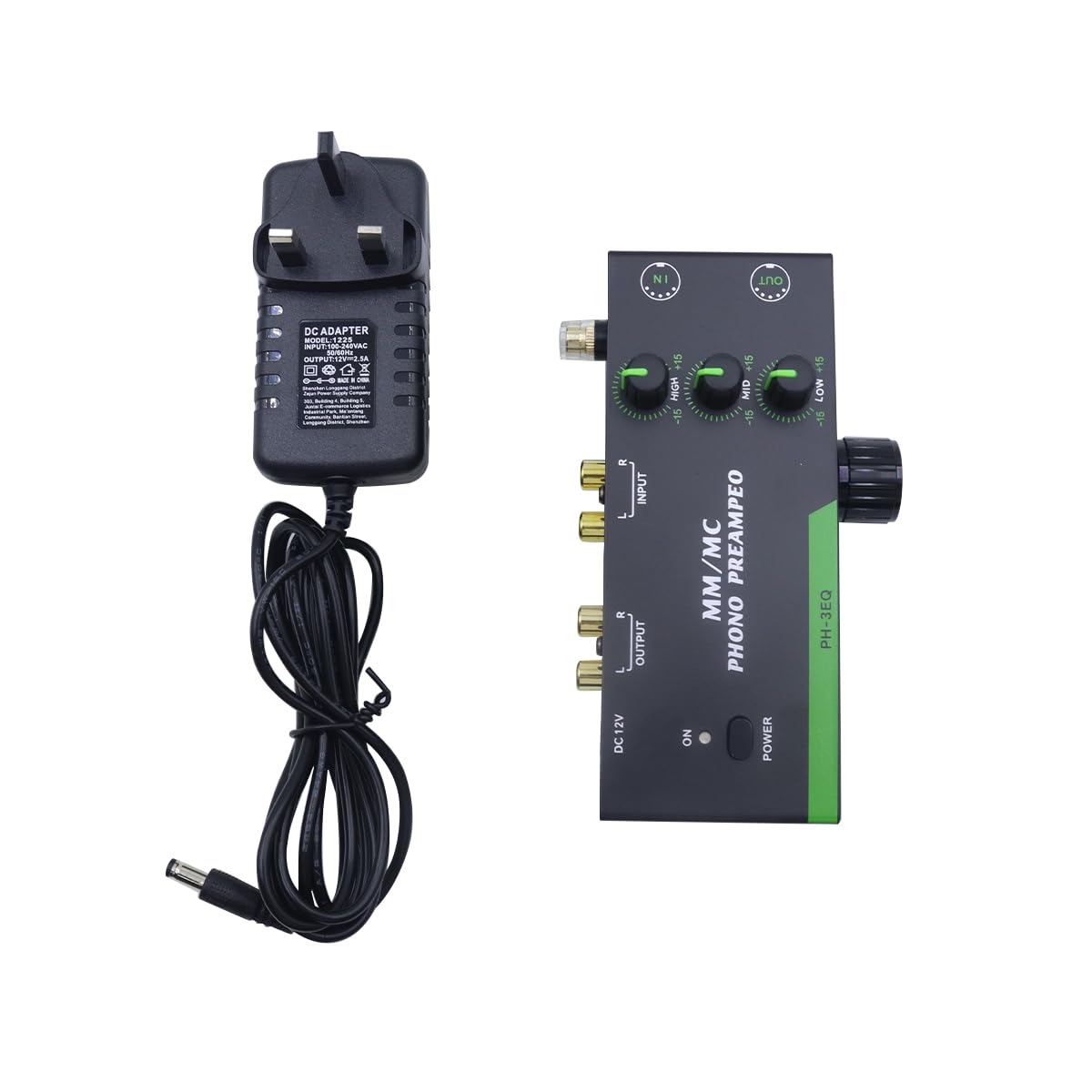 Préampli phono avec égaliseur 3 bandes et gain réglable Riven pour platine vinyle