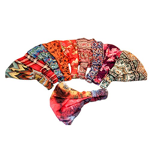 Yeshan Elastic Boho Floal Style Headwrap Stretchy Moisture Hairband Bandana/Turban/Headband,pack of 8