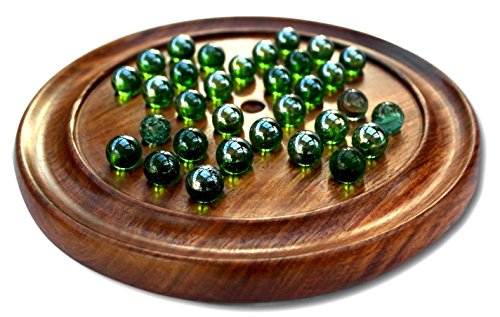 Large Polished Wooden Solitaire Set - 30cm Diameter