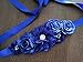 nania Handmade maternity sash belt with flowers and bow rhinestones decor (Royal blue)