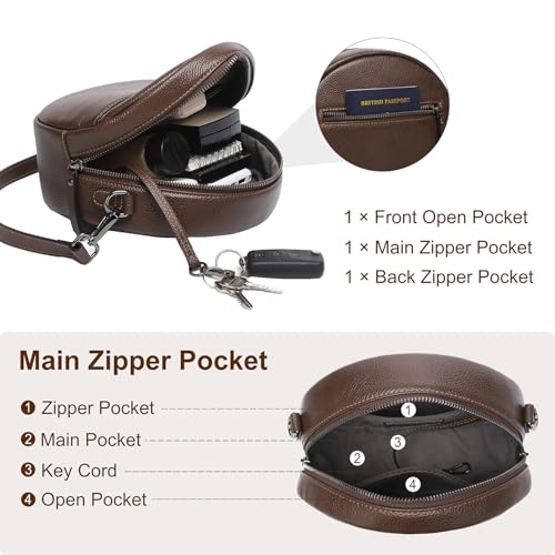 Image of COOLCY Leather Crossbody Bags,Circle Purse Shoulder Bag, Fashion Round Handbag for Travel,Valentine's Gift for Women