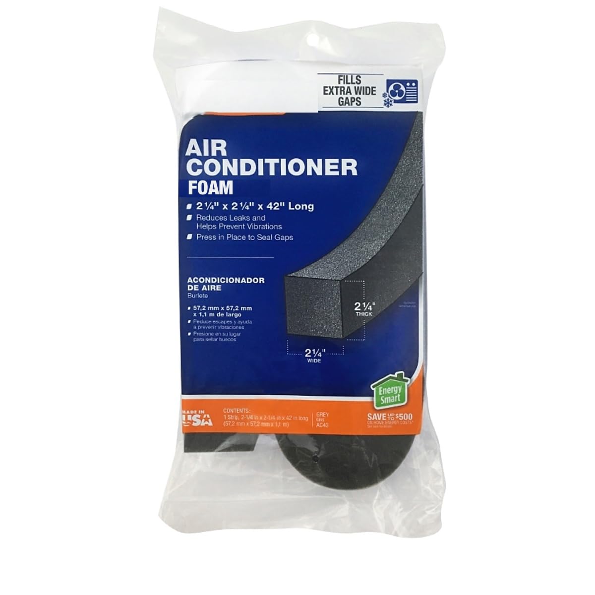 Rocky Mountain Goods Air Conditioner Weather Seal Foam - 2-1/4 in W x 42 in L - Durable Polyurethane Foam Strip - Black Weatherproof Insulation for