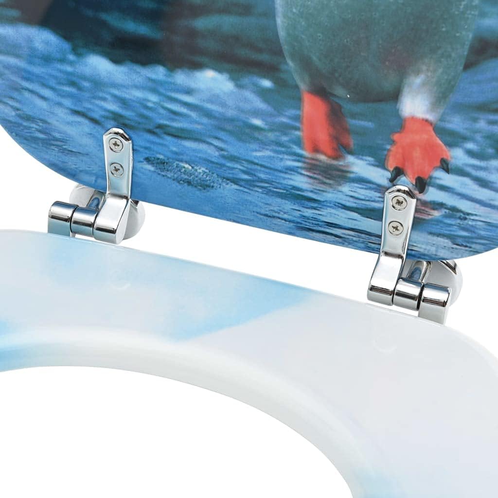 Plumbing Fixture Hardware Parts WC Toilet Seats with Lid 2 pcs MDF Penguin Design