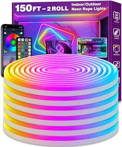 Image of AILBTON 150Ft Neon Rope Lights,Flexible Led Rope Lights Control with App /Remote,Multiple Modes Music Sync Gaming RGB Led Neon Lights for Bedroom Outdoor