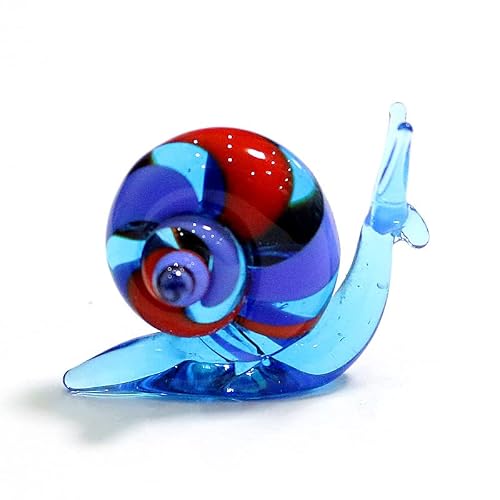 HXSCOO Handmade Murano Glass Snail Miniature Figurines Ornaments Cute Animal Craft Collection Home Garden Decor New Year Gifts For Kids (Color : Deep Blue, Size : About 5cm)