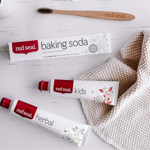 Red Seal Baking Soda Toothpaste – Neutralizes Plaque Acids, Nourishes, Protects Teeth & Gum Health Naturally & Cleans For Visibly Brighter Smile 3.5Oz #TOP5