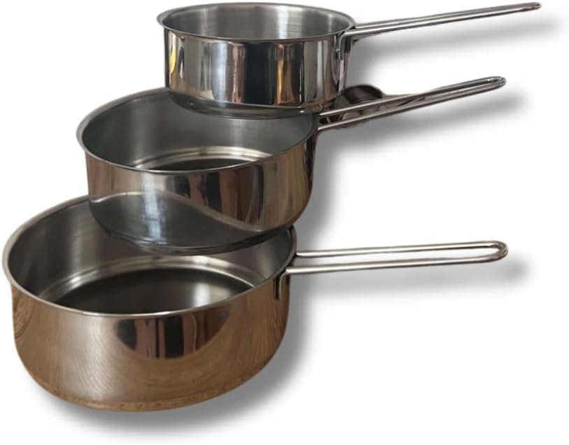 3-Piece Stainless Steel Pots and Pans Set, Kitchen Cookware Collection, Essential Cooking Accessories for Home
