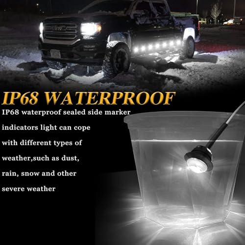 ALFU 20pcs White 3/4" Round LED Trailer Side Marker Clearance Lights Front Rear Signal Marker Indicators Tail Light Waterproof for Boat Lorry Truck Pickup Bus RV Car Bus Van by ALFU - Used condition - Image 4
