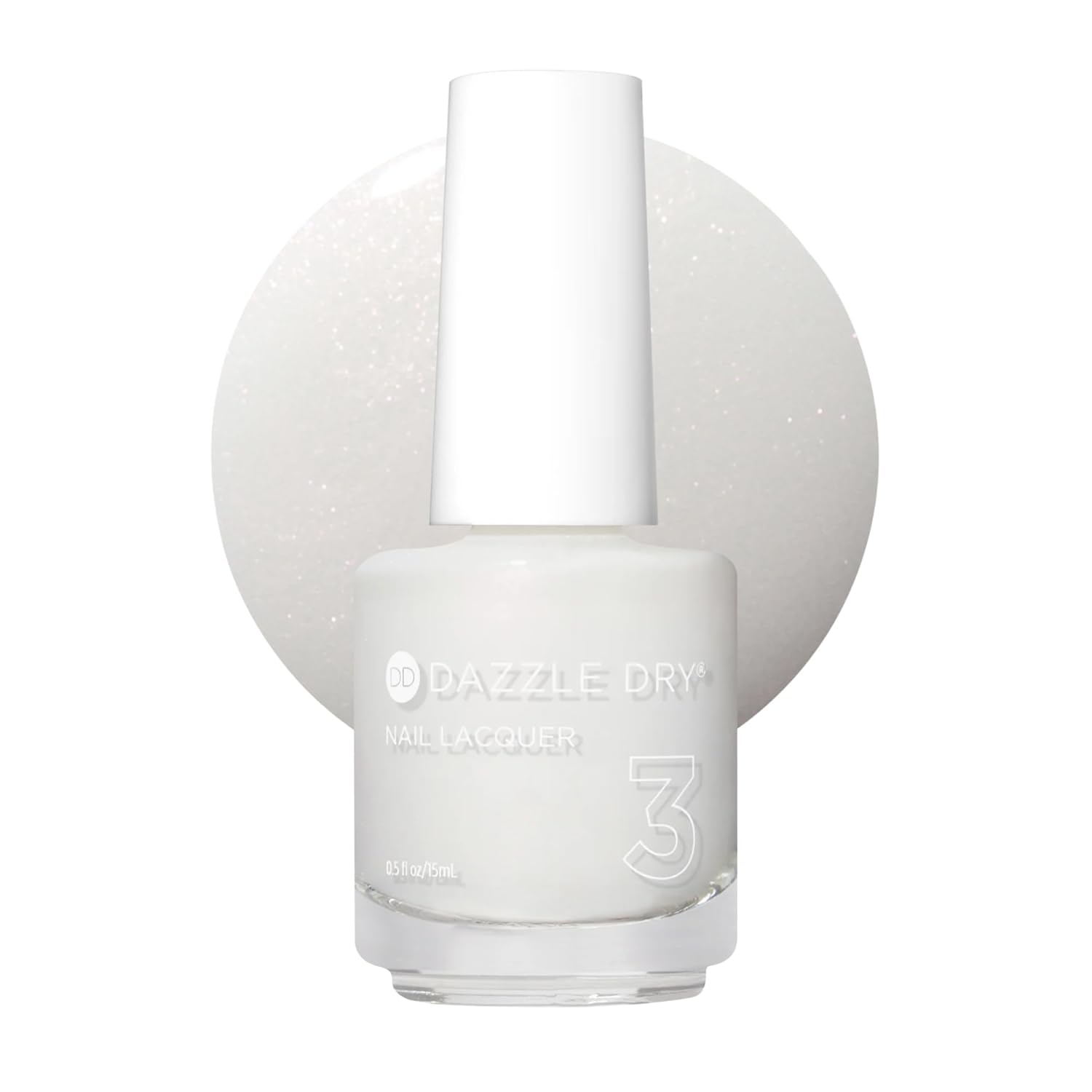 Dazzle Dry Nail Lacquer (Step 3) - Poised - A semi-sheer iridescent, stark white with subtle pink iridescent shimmer. (0.5 fl oz)