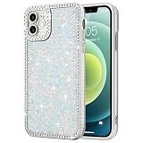 Lafunda iPhone 12 用 ケース キラキラ ラメ ダイヤモンドストーン デコ 女の子 豪華 人気 衝撃吸収 TPU 軽量 落下防止 おしゃれ ワイヤレス充電対応 アイホン12 用携帯ケース 6.1インチ対応 ホワイト