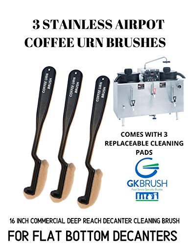 AIRPOT Brush 3 Pack for Stainless Lined Coffee DECANTERS and URNS 16 INCH Long DEEP Reach Replaceable Cleaning Pads - Thumbnail 5
