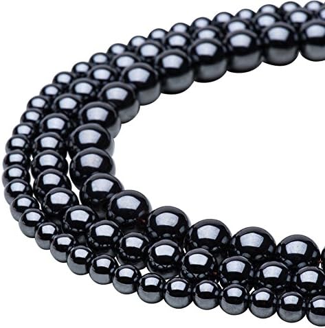 PandaHall Elite Grade AA Gorgeous Black Synthetical Hematite Gemstone Metal Round Loose Beads 6mm For Jewellery Making (1 Strands)