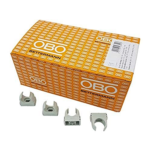 OBO 100x Bettermann M20 Quick-Schellen | Klemmschelle | Rohrschelle | anreihbar | lichtgrau | 20mm | 100 Stück