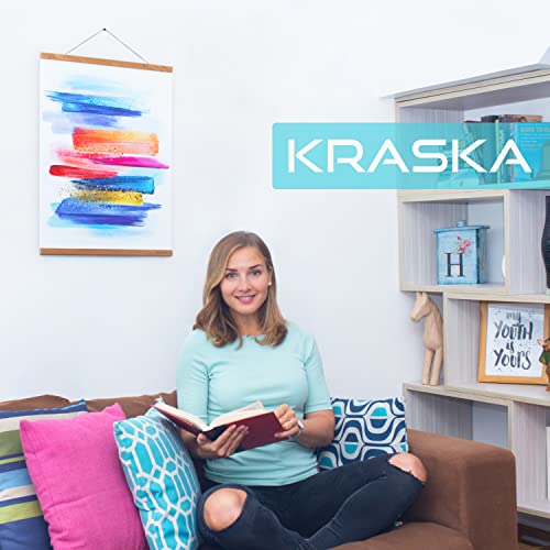Kraska Poster Frames 18 X 24 Inch Magnetic Poster Hanger Frame Wooden Map Hanger, Poster Hanging Kit Wooden Poster Hangers Art Print Poster Holder Magnetic Poster Frame 18X24 18X28 18X12, 18 Inch Long #TOP3