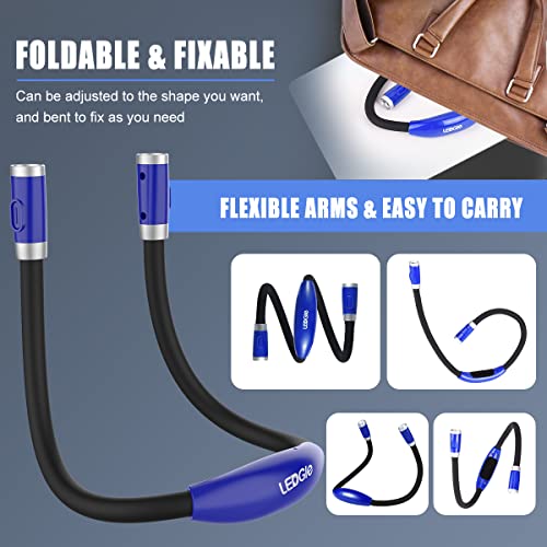 Ledgle Neck Reading Light Usb Rechargeable Book Light For Reading In Bed With 4 Led 3 Brightness Levels 2 Flexible Soft Silicone Arms - Hands Free Lamp For Reading Knitting Craft Camping Repairing #TOP3