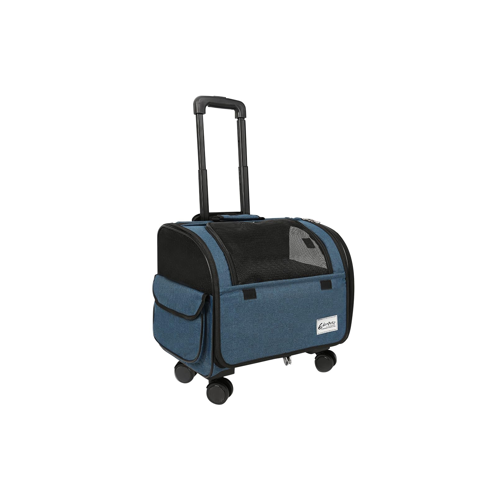 Galatée Bolsa De Viaje para Perros con Ruedas Extraíbles, Transportín para Mascotas Aprobado por Aerolíneas, Bolsa Plegable para Gatos con Malla Transpirable, Cochecito para Mascotas(Azul)