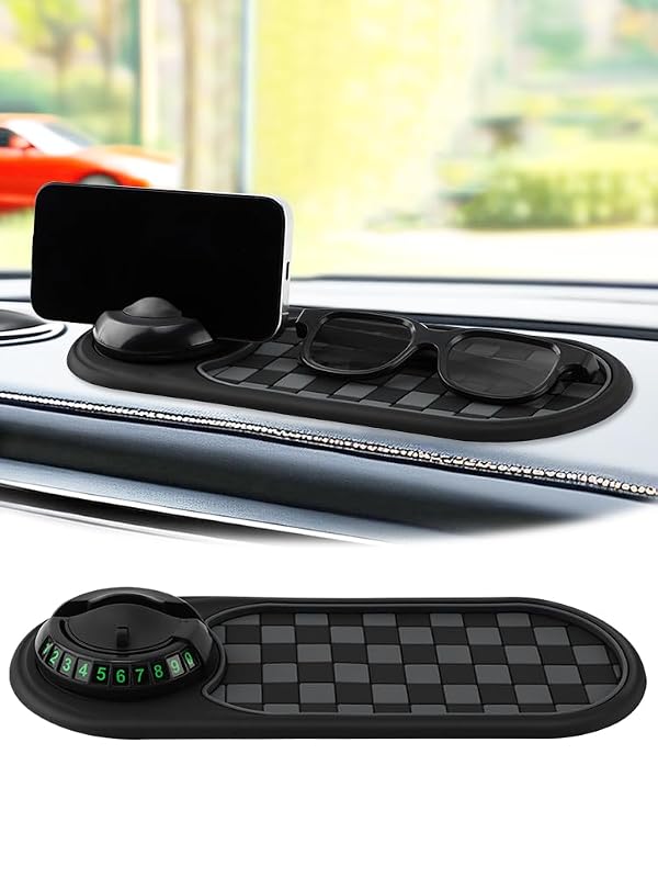 Multifunction Car Anti-Slip Mat, Car Dashboard Mobile Phone Holder, Anti Slip Mat Phone Holder and Temporary Parking Number Pad - Secure Storage for Sunglasses, Keys, Gadgets by Herxsin - Image 8