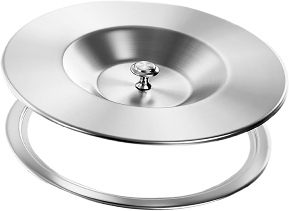 304 Stainless Steel Recessed Trash Can Lid with Garbage Can Grommet Countertop Wastebasket Cover for Kitchen Sink Cabinet Replacement Part