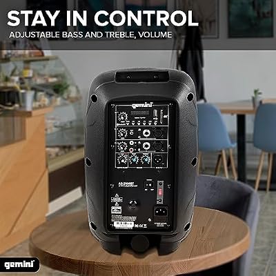 Gemini 8 35W Bluetooth PA Speaker with TWS Link, USB/SD/FM, XLR/RCA/AUX Inputs, Mic & Guitar Channels, Compact Powered DJ Speaker for Gigs, Events & Easy Transport (AS-2108BT)