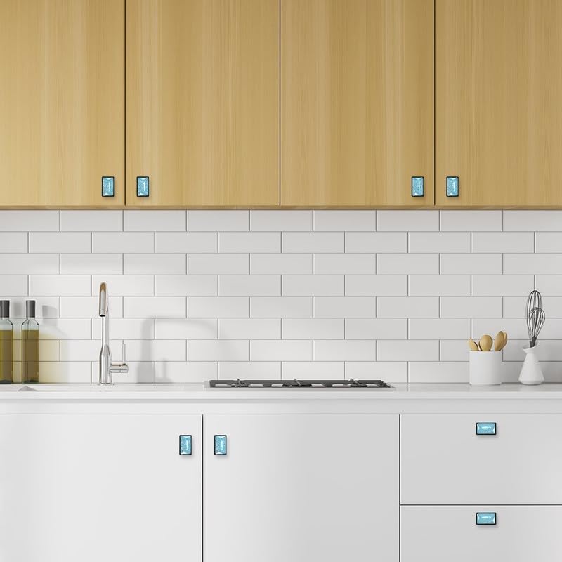 Miniatura 7 de LORVIES Paquete de 4 pomos decorativos de 1.65 pulgadas para gabinete, rectangulares de vidrio ABS con un solo agujero, manijas de puerta de cajón