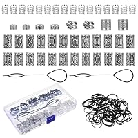 48 Stück Bartperlen zum Klipsen, Bartperle Wikinger Haarperlen zum Klipsen, Bartschmuck Perlen für Dreadlocks Braids Schmuck Dekoration, mit 50 Bartgummis Männer Schwarz & 2 Fädelhilfen & 1 Box