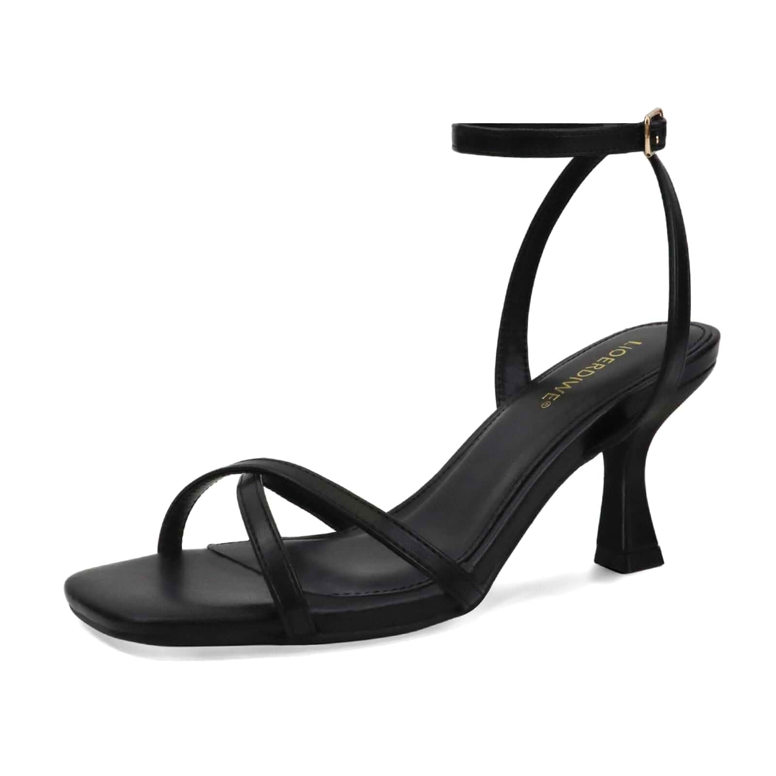 Women's Strappy Kitten Heels Square Open Toe Heeled Sandals Sexy Ankle Strap Dress High Heels Prom Shoes Party