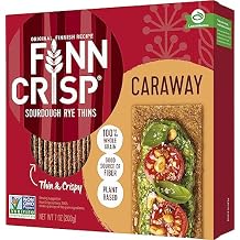 Finn Crisps Rye Crispbread with Caraway 7oz | Thin, Crispy Rye Flatbreads with Caraway | Authentic Finnish Sourdough Crispbread | Crackers by Finn Crisp [7oz Box]