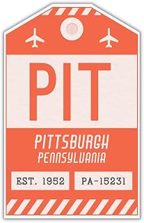 PHL Pennsylvania Luggage Tag Sticker/Airport Code Baggage Decal/Collectible Travel Decor/Vintage Inspired Design (Coral)