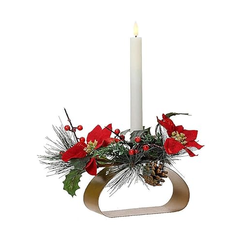 Holyart Portacandele 24 cm Candela led Stelle di Natale