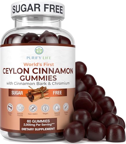Sugar-Free Ceylon Cinnamon Gummies (2 000mg/Serving) Vegan Gluten-Free Herbal Cinnamon Supplement Replace Cinnamon Capsules Pills & Powders 7-Keto 60 Chews