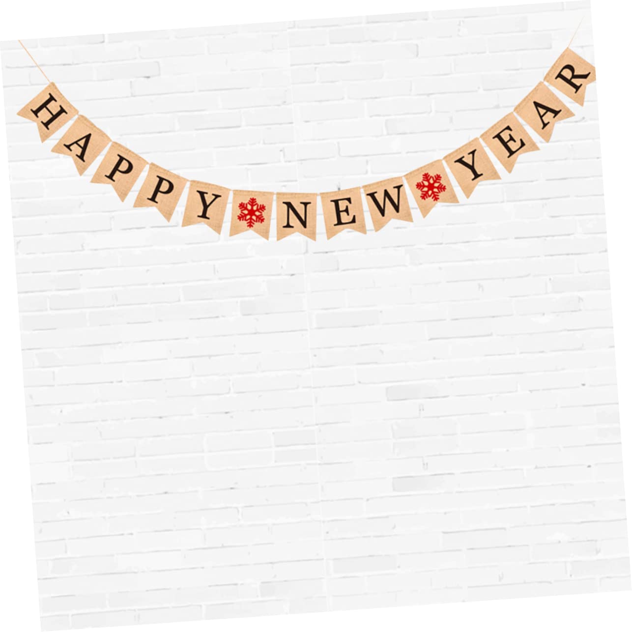 MAGICLULU 3 Pz striscione di felice anno striscione appeso in juta arredamento retrò happy new year buon anno ghirlanda bandiera della tela da imballaggio dell'annata stamina festiva