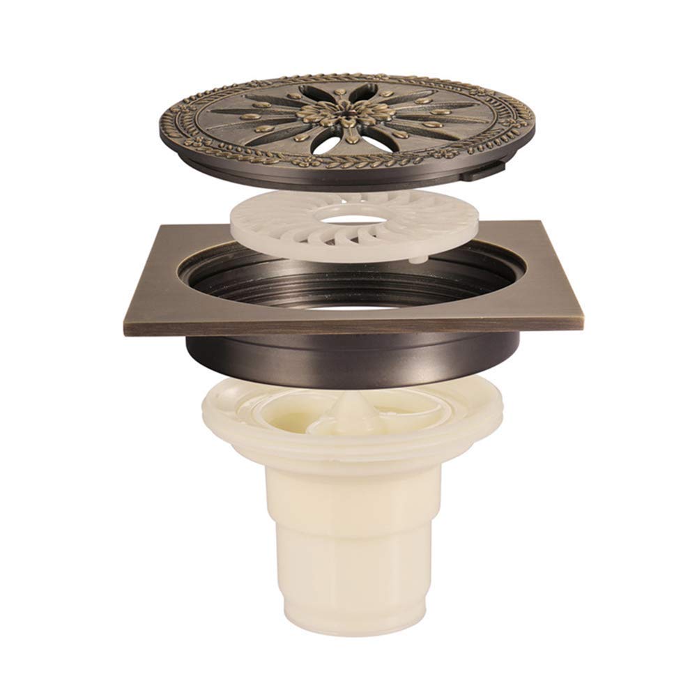 Drain de douche anti obstruction en laiton or rose avec grille amovible