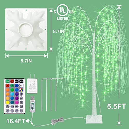 5.5Ft Led Color Changing Willow Tree Light With Remote 216 Leds Rgbw Lighted Willow Artificial Tree With 10 Flashing Modes For Thanksgiving Christmas Easter Festival Decor Party Home Wedding Decor #TOP4