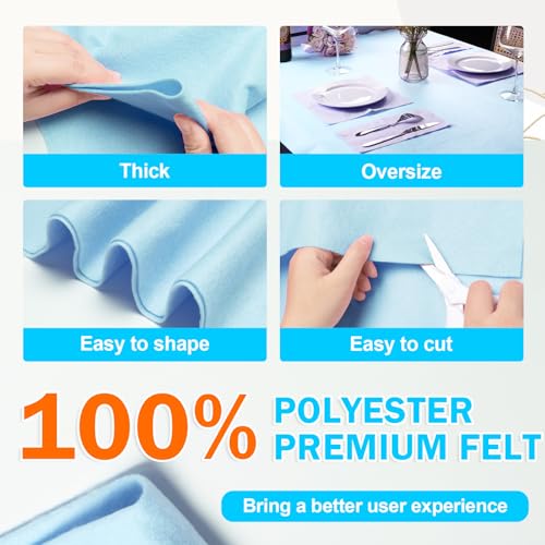 Image of XSEINO Baby Blue Large Felt Fabric 72 inch X 36 inch(2 Square Yards), 1.4 mm Thick Soft Felt Fabric Sheet for Crafts, Blue Series Colors Soft Nonwoven Fabric, Fit for Decoration, Sewing, DIY Crafts