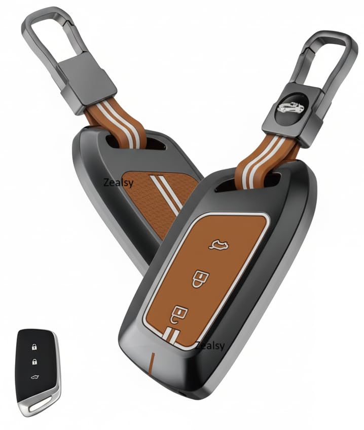 Image of Premium Waterproof Metal Key Cover Compatible with MG Hector | Hector Plus | Windsor EV 3 Button Smart Remote Key